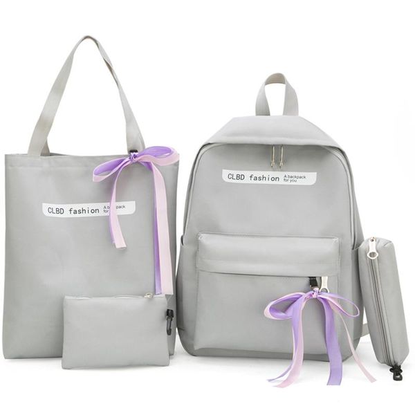 

backpack 4 sets/pcs woman nylon women ribbons school backpacks schoolbag for teenagers girls student book bag female satchel