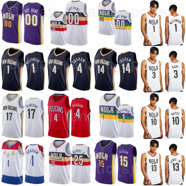 

75th anniversary basketball print devonte graham jersey 4 josh hart 3 herbert jones 5 jonas valanciunas 17 brandon ingram 14 nickeil alexand, Black;red