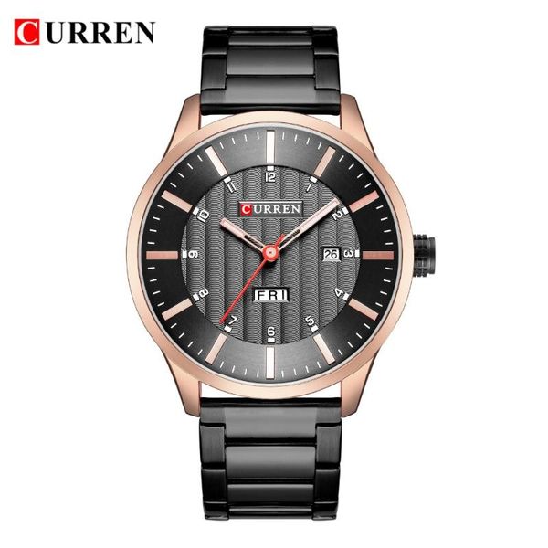 

wristwatches curren watches classic business quartz wristwatch for men fashion stainless steel band mens male clock with calendar, Slivery;brown