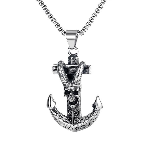 

chains cross rudder anchor pendant necklace silver plated jewelry stainless steel navigation religious