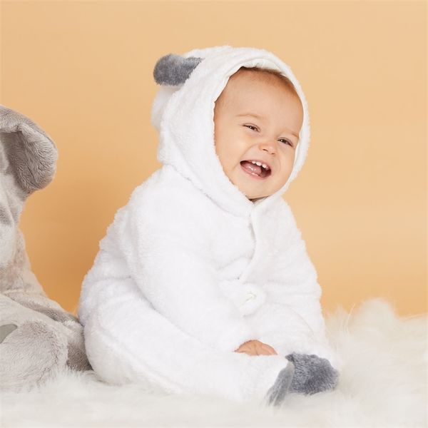 

baby boy girl 3d bear design winter hooded jumpsuit one pieces four colors soft and comfy 210528, Blue