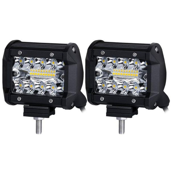 

car headlights 2pcs 4 inch led bar work light for driving offroad boat tractor truck 4x4 suv atv 12v 24v rated 60w