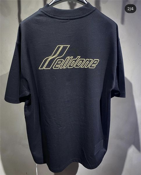 

2021 new oversize we11done yellow pearl t-shirt men women 1:1 welldone tee short sleeve paj5, White;black