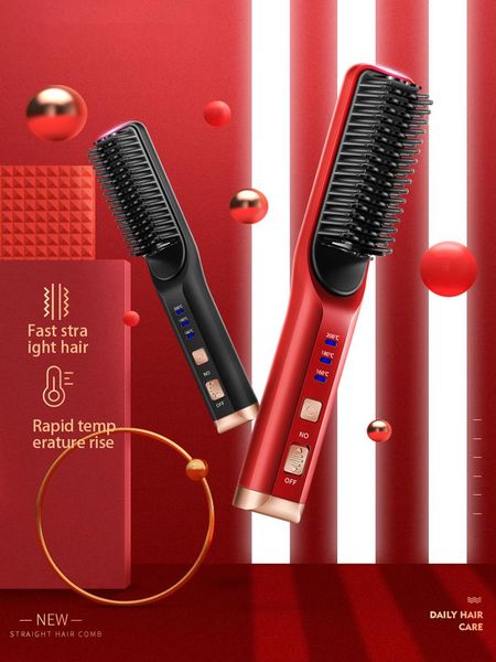 

electric hair brushes straightening comb anion household mini usb rechargeable portable wireless straightener brush