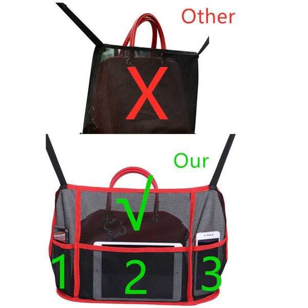 

car organizer universal advinced net pocket handbag holder seat side storage mesh bag polyester