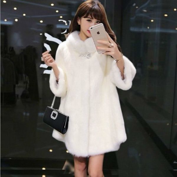 

women winter new artificial mink velvet women's fashions turtlenecks ladies thick mujer y33 coat ropa 0iqa, Black