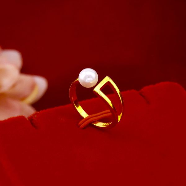 

fashion temperament women wedding ring 18k yellow gold filled female girls simple party gift, Slivery;golden