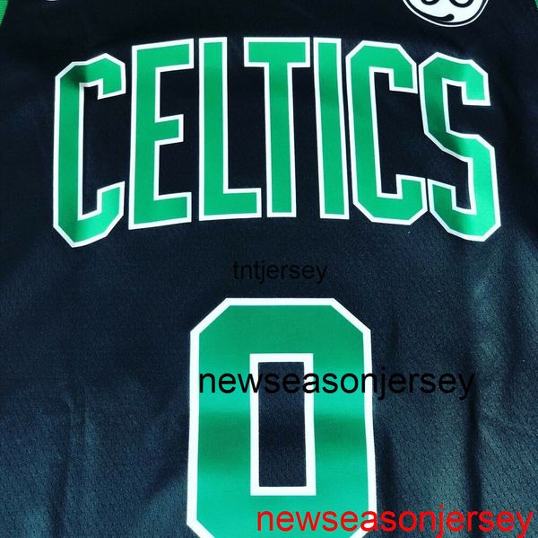 Ucuz Özel Jayson Tatum #0 Siyah Yama Swingman Jersey Dikişli Erkek Kadınlar Gençlik XS-6XL Basketbol Formaları