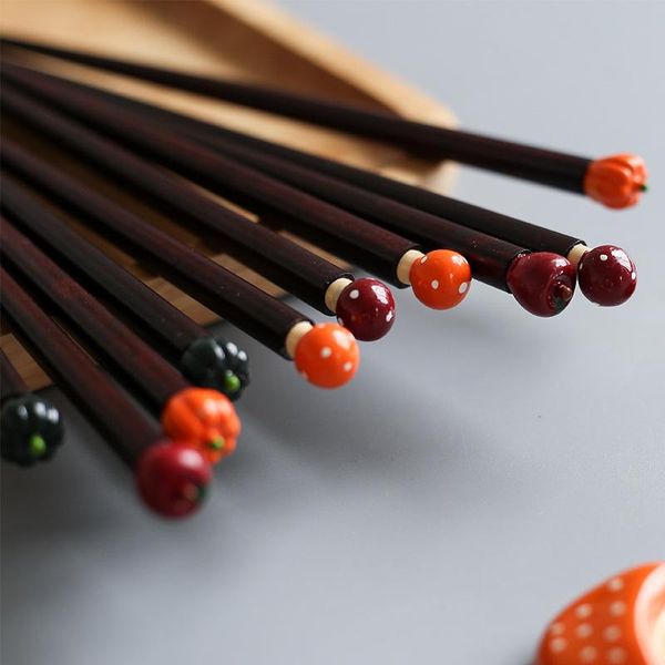 

chopsticks japanese-style miscellaneous vegetables and fruits children's household solid wood creative pointed