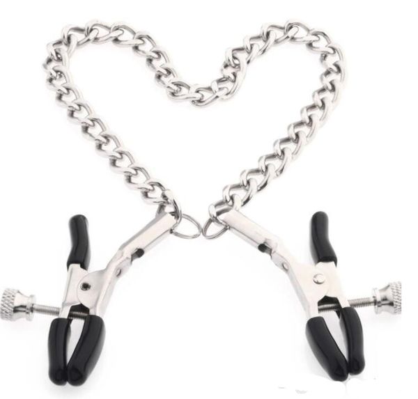 Morsetti per capezzoli in metallo Bondage Clip per capezzoli a catena Labia Slave Donne Giocattoli Giochi di sesso Gioco sessuale