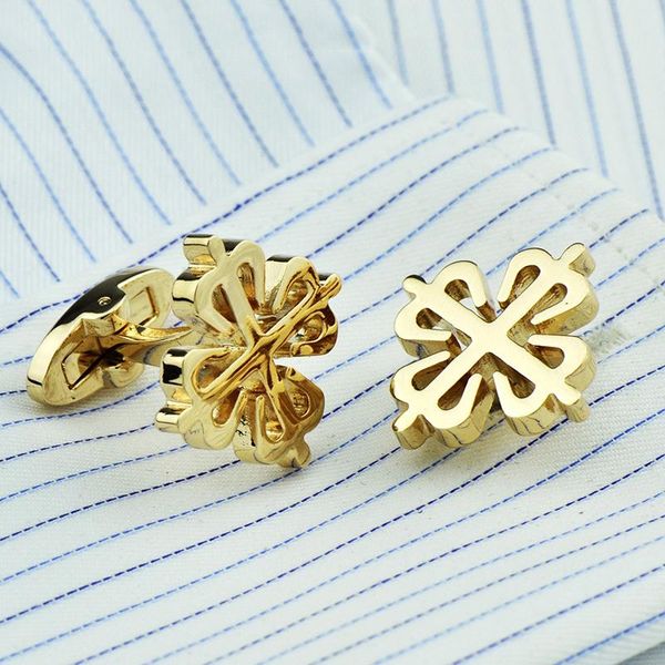 

cuff link and tie clip sets gold plum blossom brand cufflinks studs men's french shirt, Silver;golden