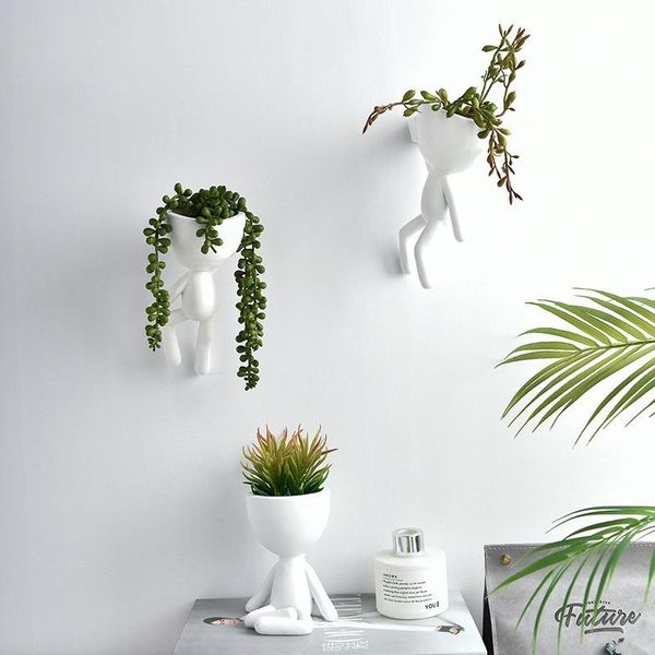 

decorative objects & figurines humanoid ceramic flowerpot portrait sculpture ornaments nordic wall-mounted vase couple gifts home decoration