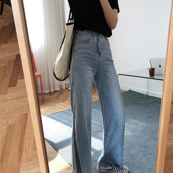 

2021 summer wide leg for mujer women style denim jeans pants 190g, Blue