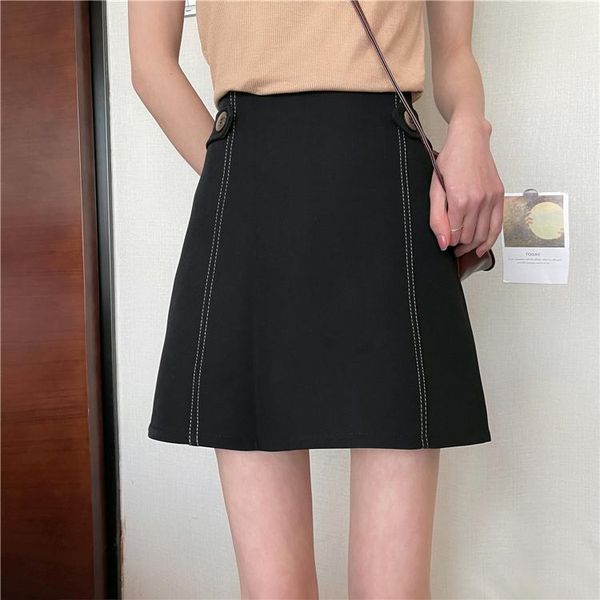 

skirts summer fashion high waist bodycon short skirt korean style black a-line buttoned