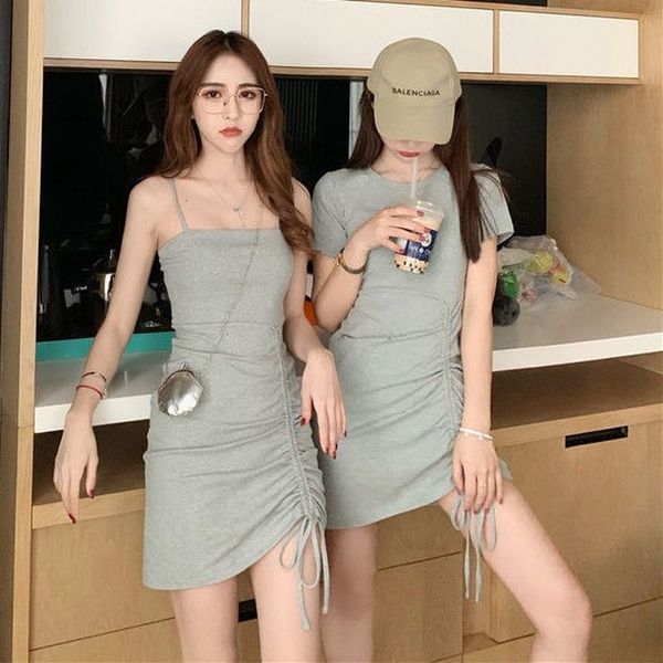 

spring slip dress 2021 women summer sundresses bodycon bandage wrap black slip dress mini women dress night club, Black;gray