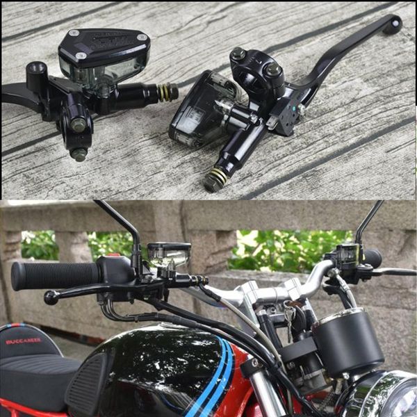 

motorcycle atv dirt bike black hydraulic clutch & lever master cylinder brake pump transparent cup retro vintage