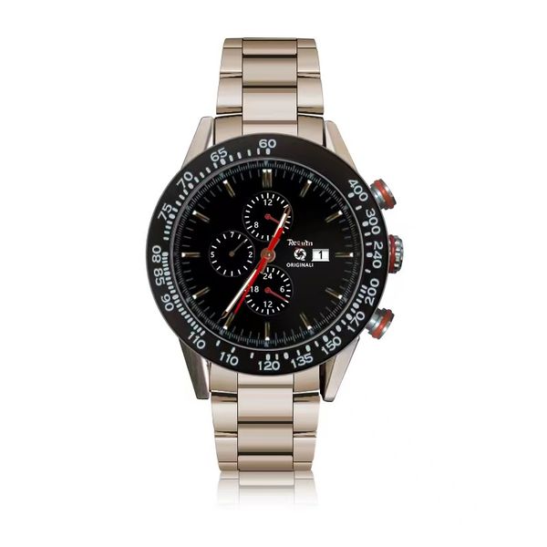 

men's luxury automatic mechanical watch requin carrera 1887 silver white stainless steel case calendar black full working dial tag 45mm, Slivery;brown