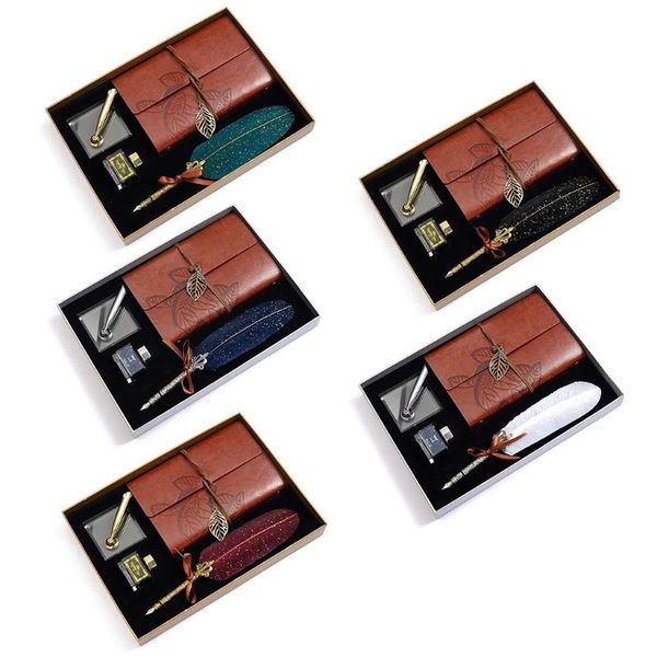 

retro calligraphy feather dip pen writing ink notebook fountain pens stationery y3nc