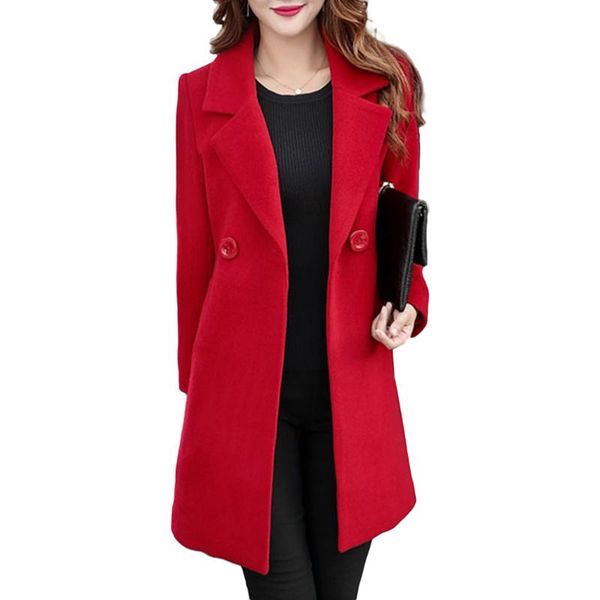 

women's trench coats elegant style women wool outwear 2021 autumn winter warm woolen long windbreaker ladies overcoats female, Tan;black