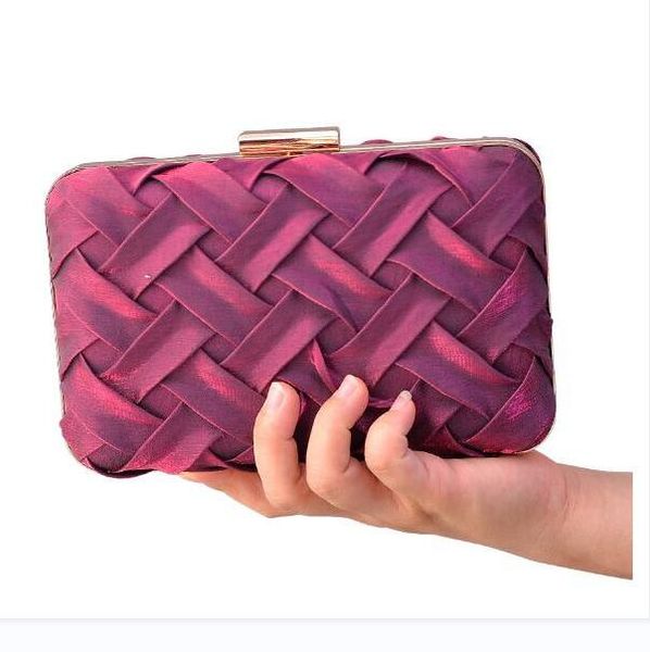 

women evening bag vintage woven satin clutch wallet woman shoulder cross body bags
