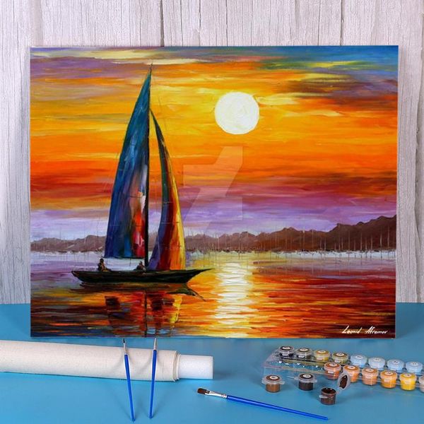 

paintings morning sunlight painting by numbers set oil paints 40*50 canvas pictures home decoration for children drawing handiwork