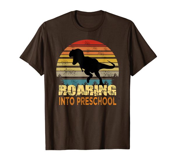 

roaring preschool dinosaur back to school first day boys t-shirt, White;black