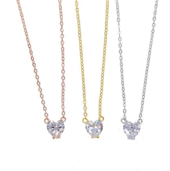 

pendant necklaces simply chain necklace small round hearts and arrows cubic zirconia ol style delicate for women factory, Silver
