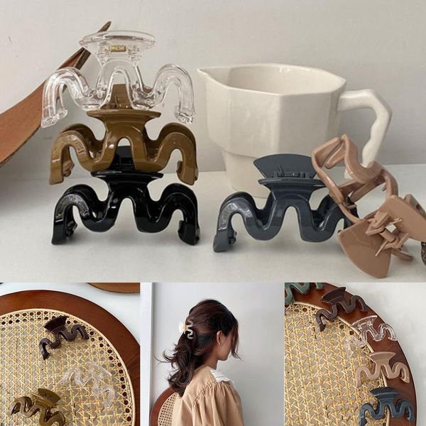 

hair clips & barrettes women girls geometric claw clamps metal crab moon shape clip solid color hairpin large size accessories, Golden;silver