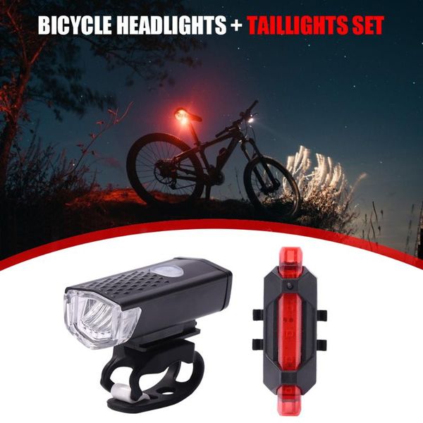 

led bike headlight front lamp usb rechargeable taillight cycling equipment