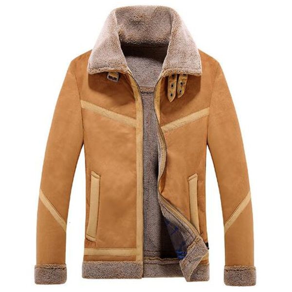 

tang cool mens jackets 2021 winter fashion retro warm lamp wool flight fur leather bomber jacker coats men overcoat jzdk, Black