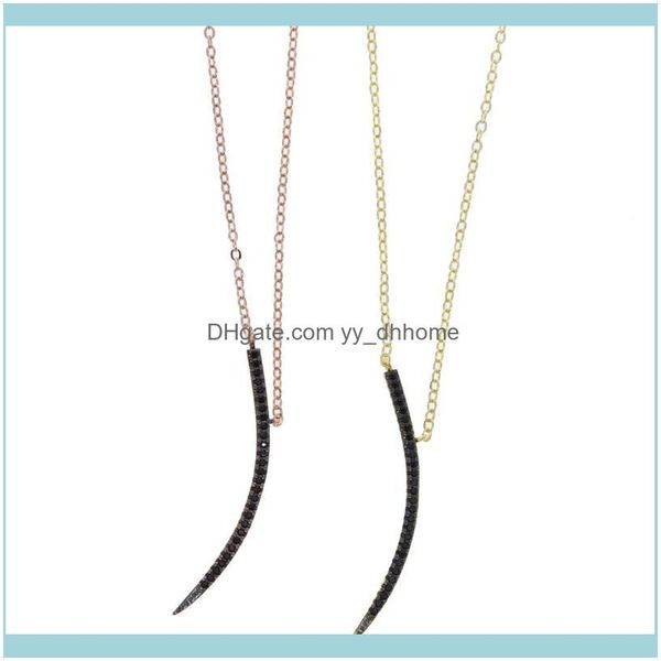 

necklaces & pendants jewelryrose gold color micro pave black cubic zirconia cz thin crescent moon charm necklace for women chokers drop deli, Golden;silver