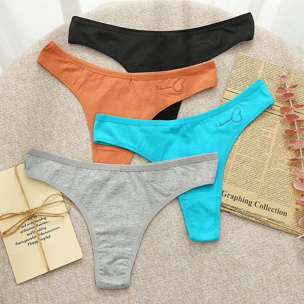

women's panties 3pcs female cotton g-string thong underwear underpants comfortable solid color pantys intimates lingerie, Black;pink