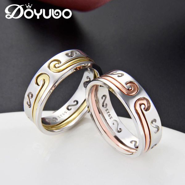 

wedding rings doyubo detachable sterling silver lovers rose gold & color couples jewelry real fashion vb414, Slivery;golden