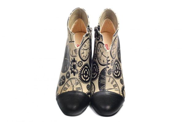 

neefs women low heel pointed toe ankle boots with zipper vegan artificial leather multicolor patterned summer 2021, Black