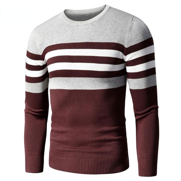 

men's sweaters 4xl men 2021 autumn casual striped thick fleece cotton sweater pullovers outfit fashion vintage o-neck coat, White;black
