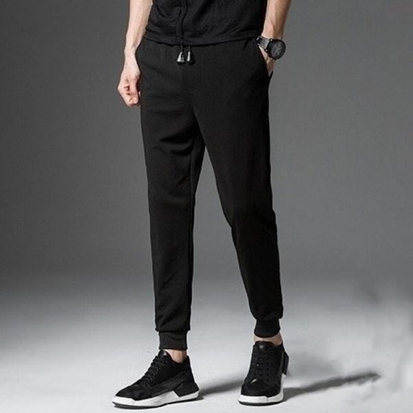 

fashion solid drawstring pocket sports trousers casual beam feet chandal hombre men's clothing, Black