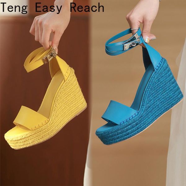 

dress shoes 2021 summer casual cozy platform wedges heels genuine leather ladies fashion open toe roman women's sandals size 41, Black
