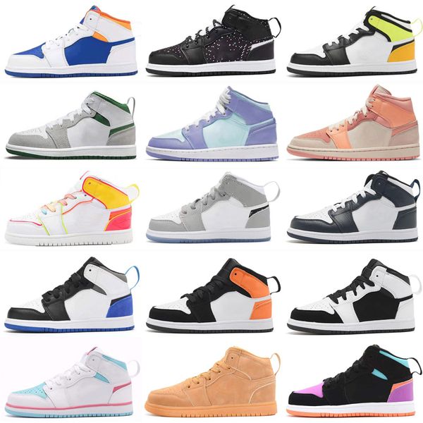 

mid 1s walking shoes shattered backboard middle upper lacing boys girls j 1 running sneakers kids pine green outdoor jogging trainers size 2