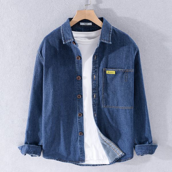 

2021 new autumn long-sleeved pure cotton denim shirts brand casual for men fashion comfortable shirt mens chemise cy7i, White;black
