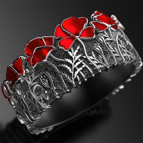 

cluster rings arrival flower enamel ring for women gilrs fashion party jewelry dark style hand accessories size 6-10, Golden;silver