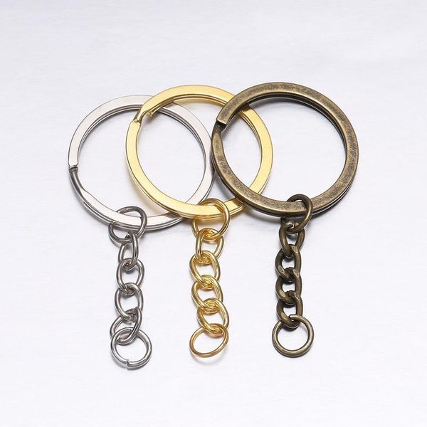 

5pcs/set key chains with split ring bronze rhodium gold 30mm long round split keyrings keychain diy jewelry making w qylpbo