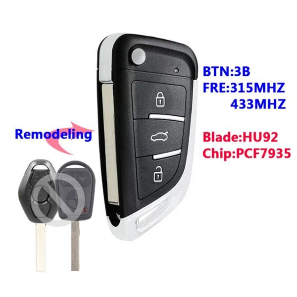 

alarm systems xnrkey b type ews 3b remodling flip key 315mhz with pcf7935 chip hu92 blade
