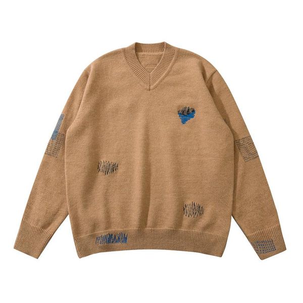 

men's sweaters quality adererror sweater sewing knitwear v-neck sweatshirts men women harajuku wool winter autumn pullover clothes z-st, White;black