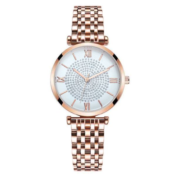 tik tok hot roman diamond fashion watch microcommerce all'ingrosso orologio da donna con cinturino in lega di acciaio orologio gypsophila