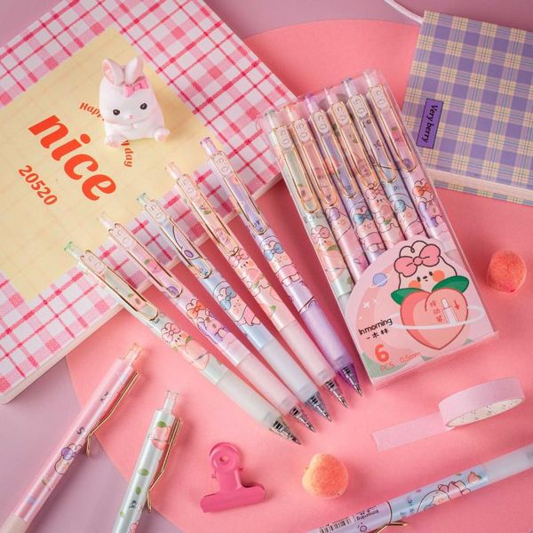 

gel pens 36 pcs/lot kawaii peach press pen cute 0.5mm black ink signature promotional gift stationery school supplies