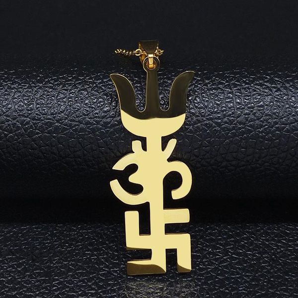 

pendant necklaces buddha mala yoga chakra greek letter psi symbol gold color stainless steel necklace women jewelry cadena n1026s05, Silver