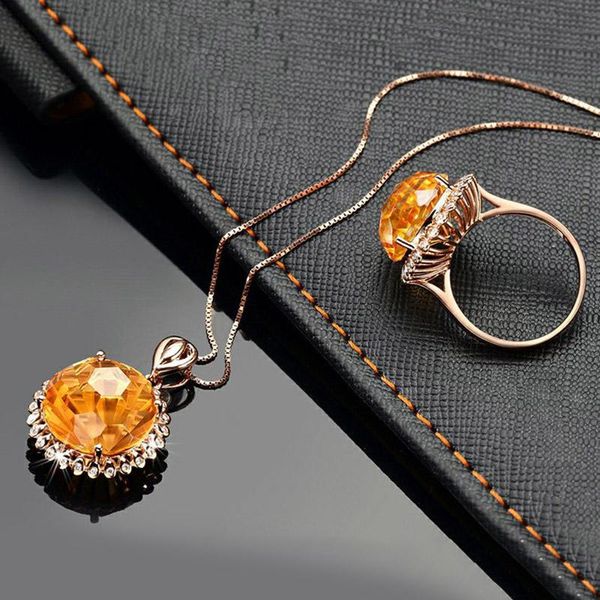 

wedding rings double fair adjustable open for women yellow stone crystal rose gold color sunflower fashion gift jewelry kbr392, Slivery;golden