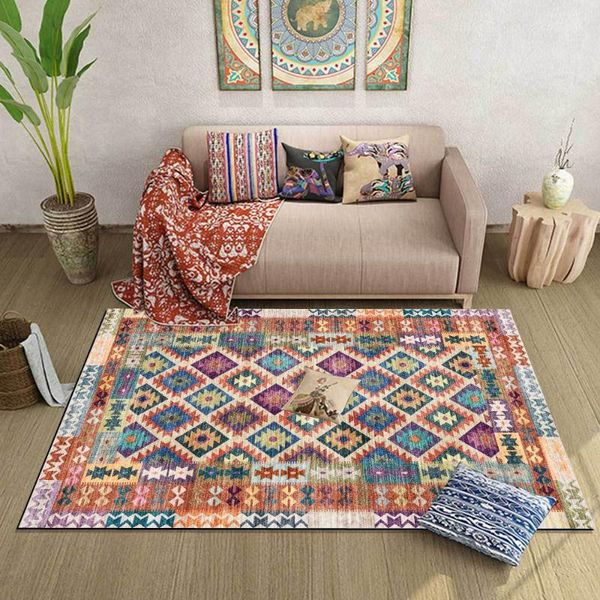 

carpets retro american area rugs color ethnic geometric style bedroom bedside non-slip floor mat living room corridor bath door carpet