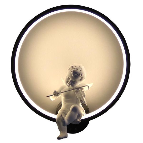 

nordic led wall lamps interior black white bedside lamp simple art angel bird corridor sconce home decor lights wf
