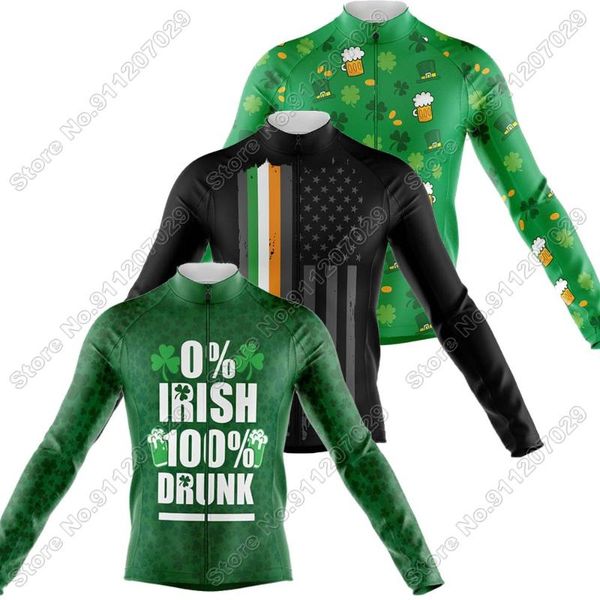 

racing jackets irish 2021 cycling jersey long sleeve clothing men mountain road bike shirts bicycle mtb wear maillot, Black;red
